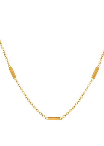 Exquisite and small Korean ins style simple splicing titanium steel gold-plated necklace trendy versatile niche design clavicle chain