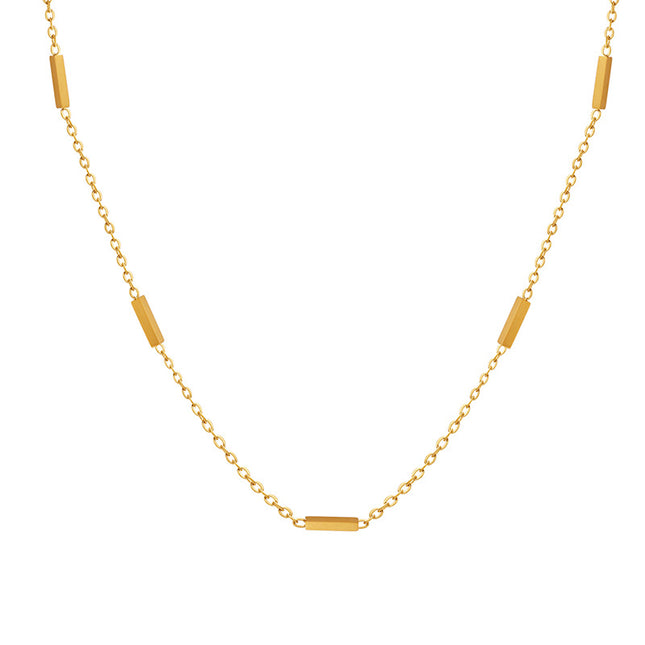 Exquisite and small Korean ins style simple splicing titanium steel gold-plated necklace trendy versatile niche design clavicle chain