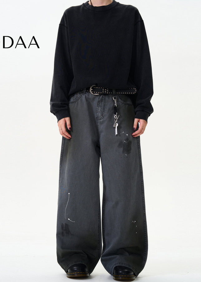Blue Loose Straight Wide-Leg Cargo Jeans for All - S / Grey - Men’s Jeans