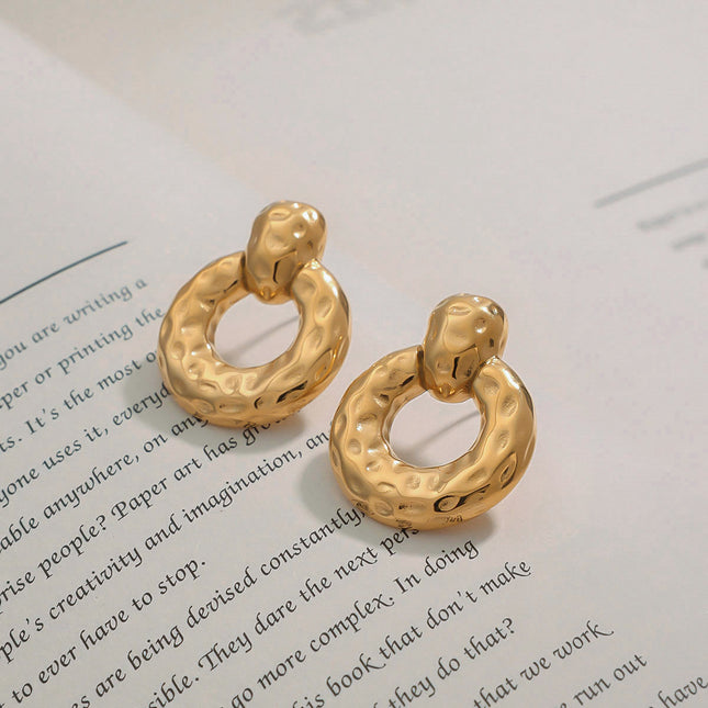 Jieding European and American stainless steel circle earrings light luxury earrings design niche earrings do not fade titanium steel jewelry cross-border
