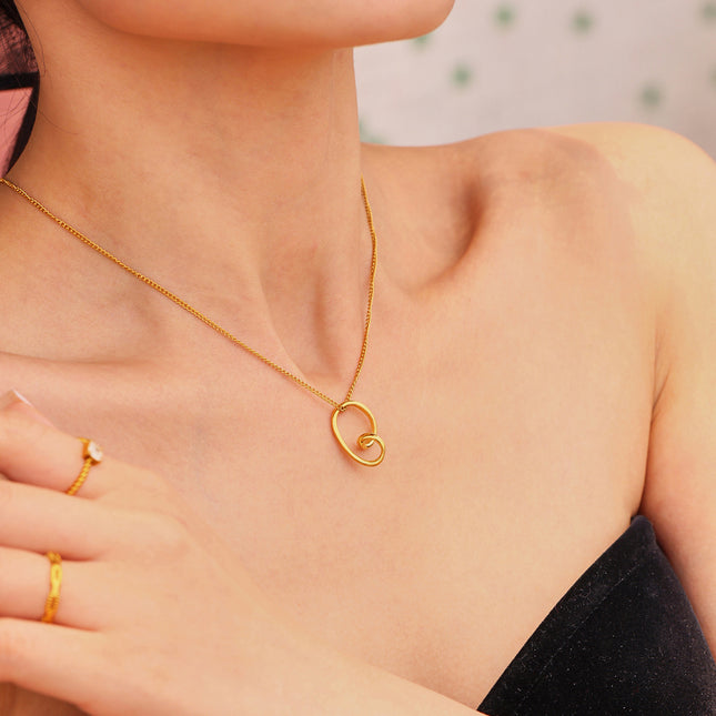 Mystery Li Hollow Irregular Love Necklace Women's Ins Style Simple Stainless Steel 18k Real Gold European and American Cross-border Clavicle Chain