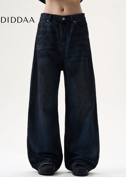 Blue Loose Fit High Street Dirty Jeans for Men and Women - Men’s Jeans