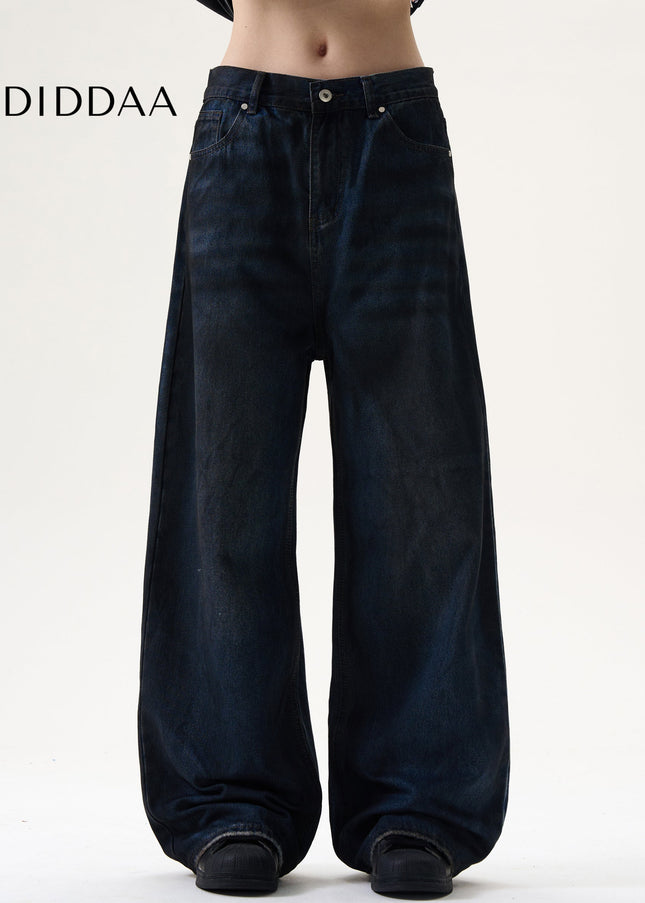 Blue Loose Fit High Street Dirty Jeans for Men and Women - Men’s Jeans