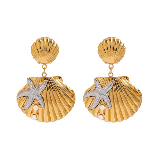 Jieding European and American stainless steel ocean earrings, light luxury, high-end earrings, design sense, niche earrings, titanium steel jewelry women