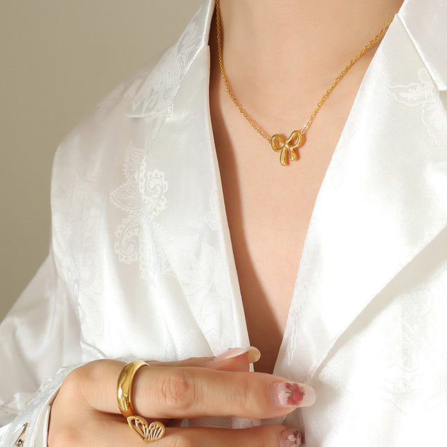European and American ins style kawaii niche design bow pendant necklace personality fashion versatile clavicle chain jewelry