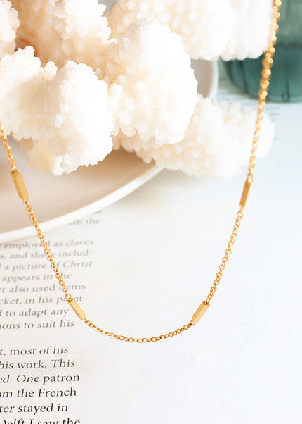 Exquisite and small Korean ins style simple splicing titanium steel gold-plated necklace trendy versatile niche design clavicle chain