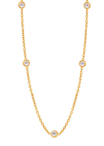 The new high-end ins, the niche design, the simple trend, the titanium steel gold-plated diamond-inlaid clavicle chain, the personality jewelry women
