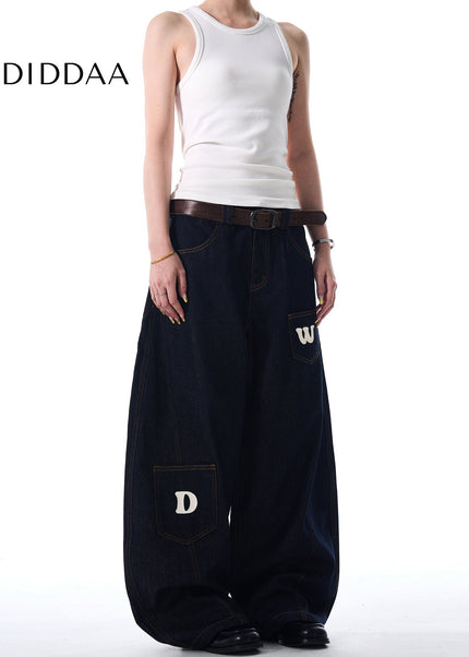 Blue Loose Fit Pocket Stitched Machete Jeans - Men’s Jeans