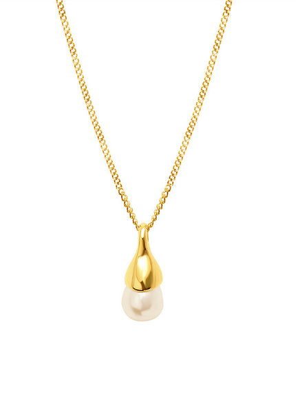 Special-shaped design, water droplet, imitation baroque pearl necklace, textured pearl clavicle chain, titanium steel jewelry, P542
