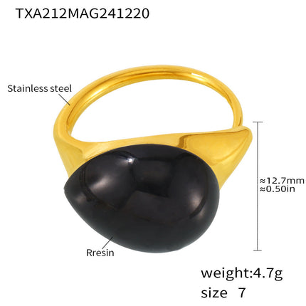 Mili high-quality multi-color droplet resin opening adjustable stainless steel rings in Europe and the United States cross-border spot supply