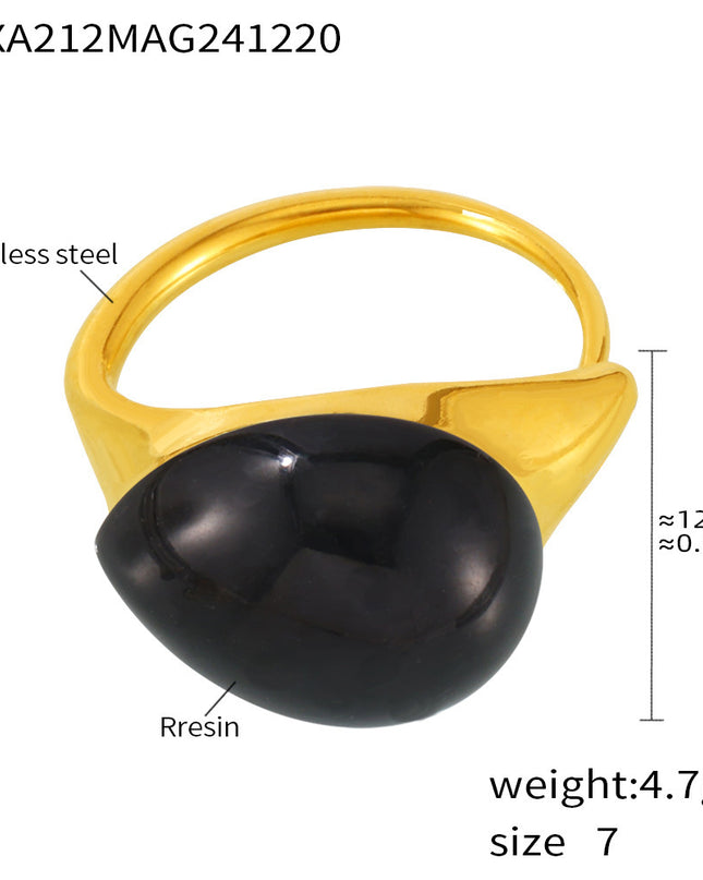 Mili high-quality multi-color droplet resin opening adjustable stainless steel rings in Europe and the United States cross-border spot supply