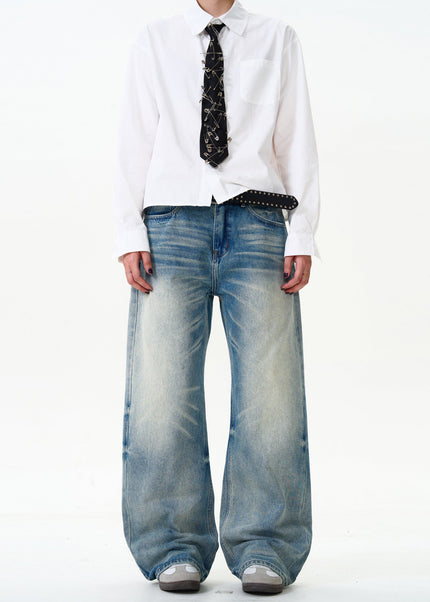Blue Loose Fit Casual Straight Jeans for Men and Women - Men’s Jeans