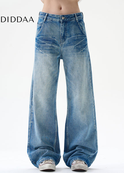 Blue Loose Fit Vintage High Street Wash Jeans - Men’s Jeans