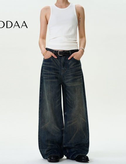 Light Blue Distressed Vintage Wash Jeans for Men and Women - S / Dark Blue - Men’s Jeans