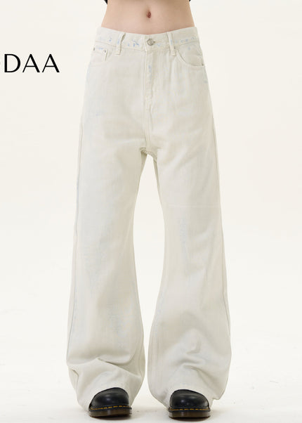 Blue Tie-Dye Loose Fit Bootcut Jeans for Men and Women - S / White - Men’s Jeans