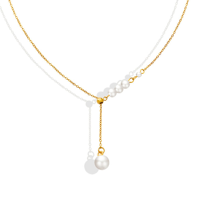 Temperament is versatile, spicy women's accessories, French ins, retro design, imitation pearl necklaces, niche personality jewelry