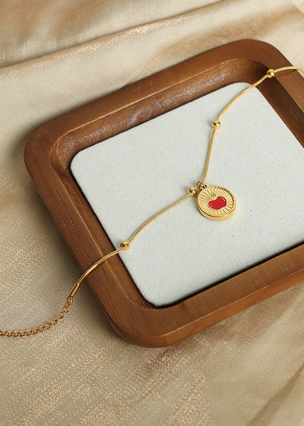 New cross-border French retro light luxury fashion niche design enamel color glazed titanium steel gold-plated pendant bracelet jewelry
