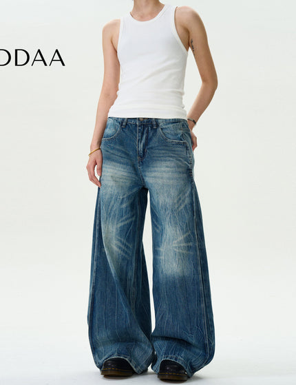 Blue Distressed Burst Wash Jeans for Men and Women - S / Mid Blue - Men’s Jeans