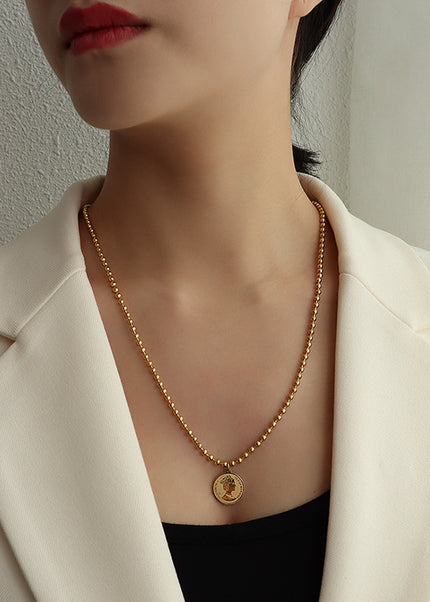 Marka Authorized Titanium Steel Haute Couture Color Retention Necklace OT Clasp Queen Double Clavicle Necklace P1028 Elegant