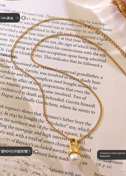 Special-shaped design, water droplet, imitation baroque pearl necklace, textured pearl clavicle chain, titanium steel jewelry, P542