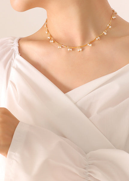 French gentle wind natural freshwater pearl necklace fashion versatile small pearl pendant delicate collar accessories wholesale