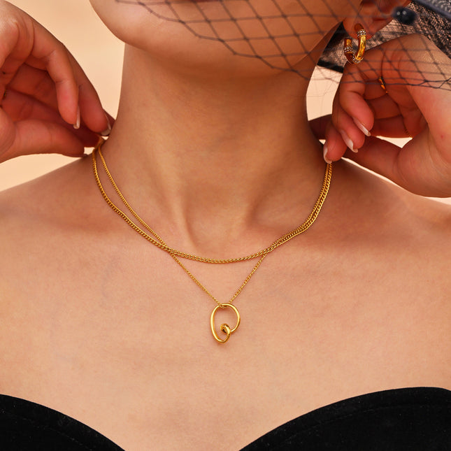 Mystery Li Hollow Irregular Love Necklace Women's Ins Style Simple Stainless Steel 18k Real Gold European and American Cross-border Clavicle Chain
