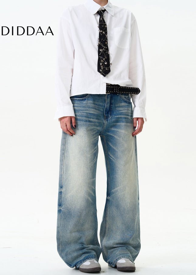 Blue Loose Fit Casual Straight Jeans for Men and Women - Men’s Jeans