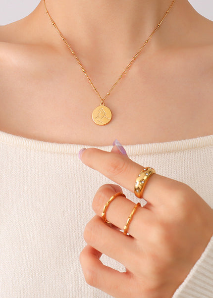 Mystery ins style autumn winter new necklace female niche design sense abstract portrait medallion pendant clavicle necklace