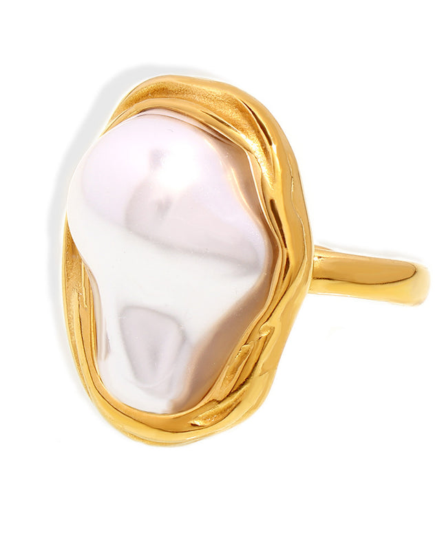 New ins style fashion ring special-shaped imitation pearl light luxury ring rings titanium steel non-fading hand jewelry