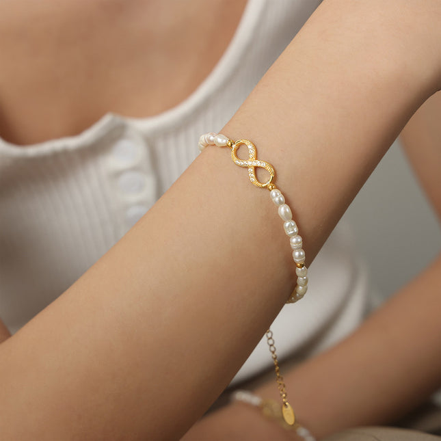 European and American new cross-border high-end light luxury fashion copper pendant with diamonds, freshwater pearl bracelet jewelry women
