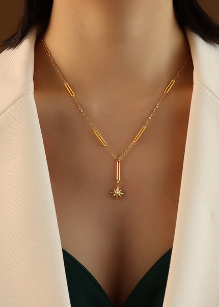 Korean tide new ins style niche design six-pointed star pendant clavicle chain simple personality tassel necklace jewelry women