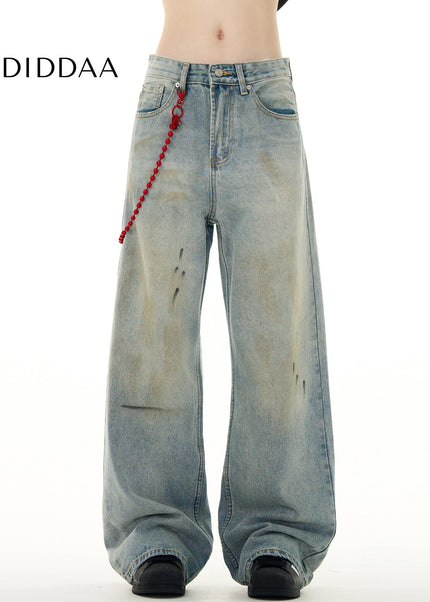 Grey Distressed Splash Ink Graffiti Jeans - Men’s Jeans