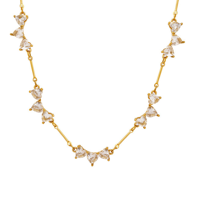 Europe and the United States do not fade love zircon titanium steel splicing design sense personality creative gold-plated necklace jewelry fashion women