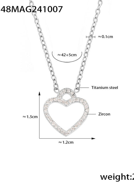 Mystery beauty niche temperament starry zircon hollow love clavicle necklace women's new titanium steel set in stock