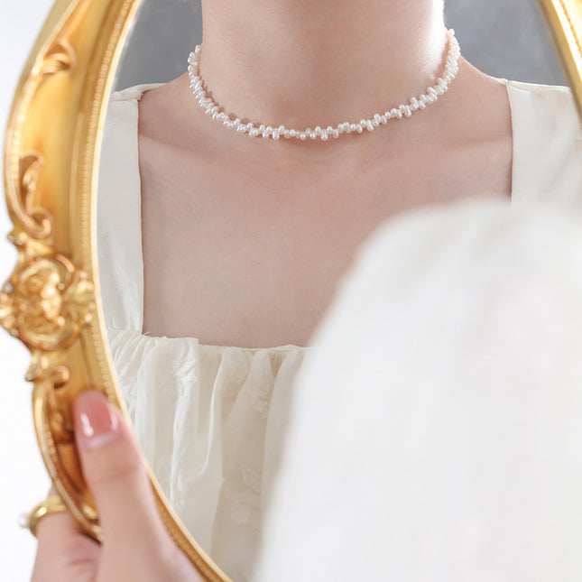 French ins: cold wind, niche high-gloss imitation pearl chain, gentle wind necklace, versatile, sweet and elegant jewelry women