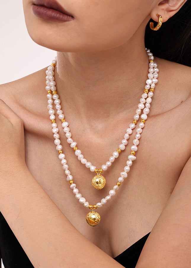 Mirili natural freshwater pearl hand-beaded clavicle necklace women's copper plated 18k gold French cross-border luxury jewelry