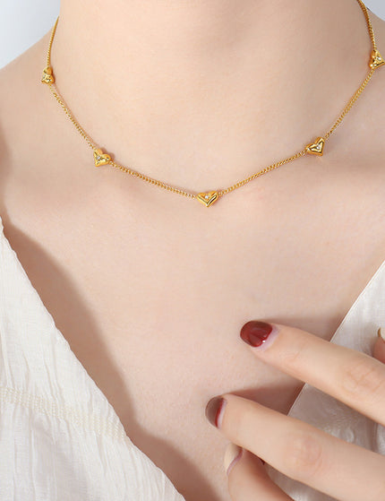 Niche fresh style zircon peach heart necklace versatile fashion bracelet personality design earrings jewelry three-piece set