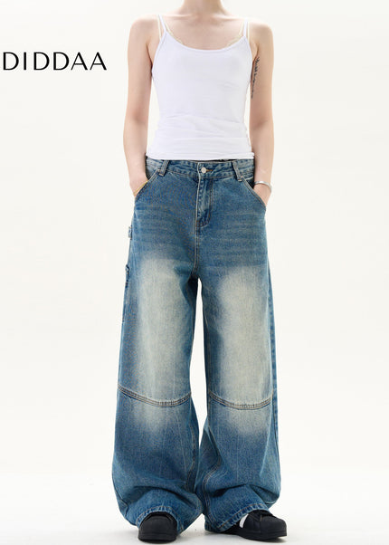 Washed Blue Baggy Wide Leg Jeans for Men and Women - Men’s Jeans
