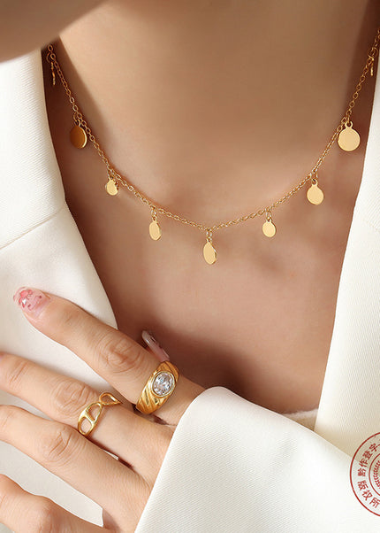 Niche design resort style geometric fashion personality necklace European and American ins clavicle chain non-fading gold-plated jewelry