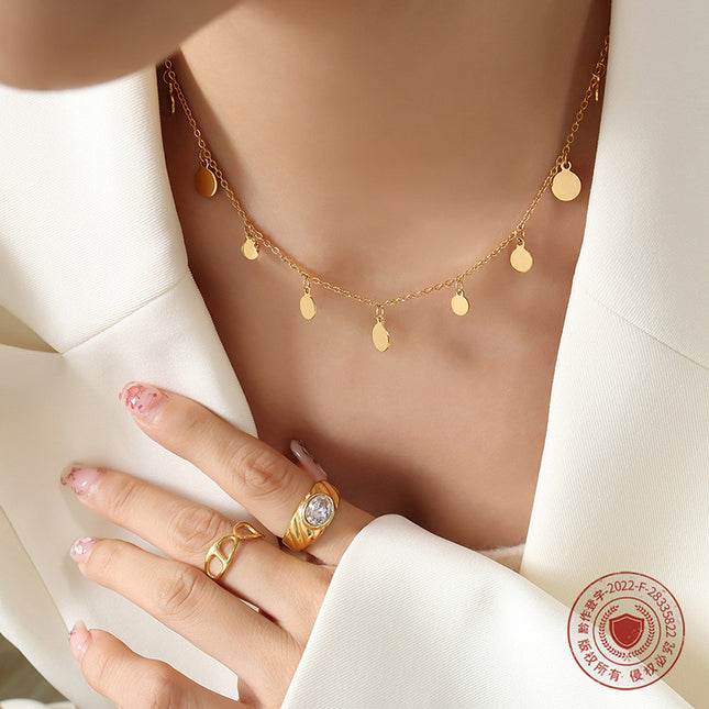 Niche design resort style geometric fashion personality necklace European and American ins clavicle chain non-fading gold-plated jewelry