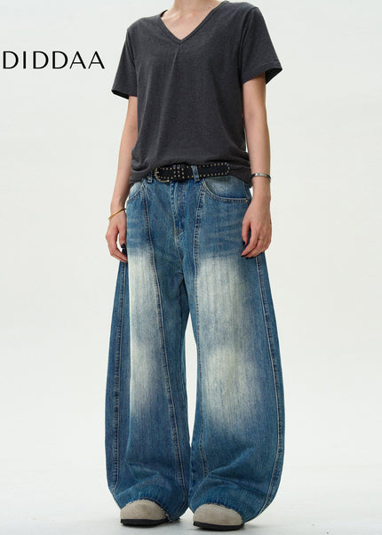 Blue Deconstructed Casual Scimitar Jeans - Men’s Jeans