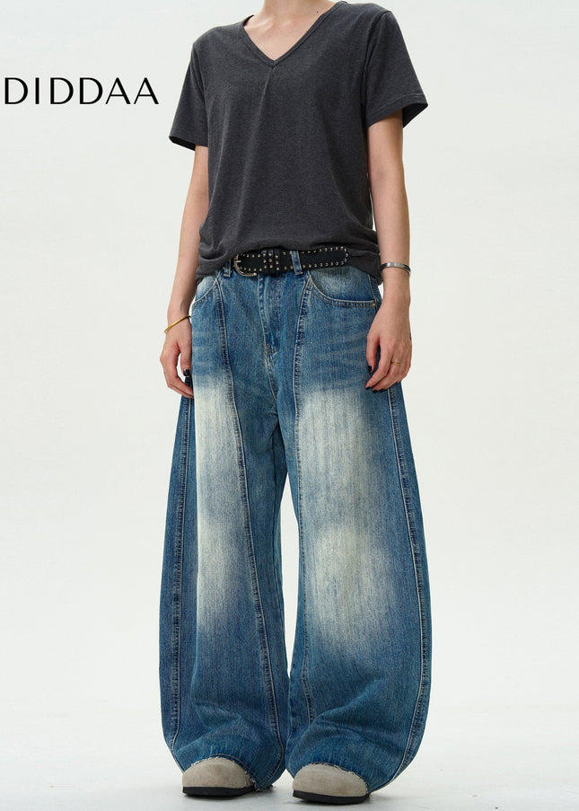 Blue Deconstructed Casual Scimitar Jeans - Men’s Jeans