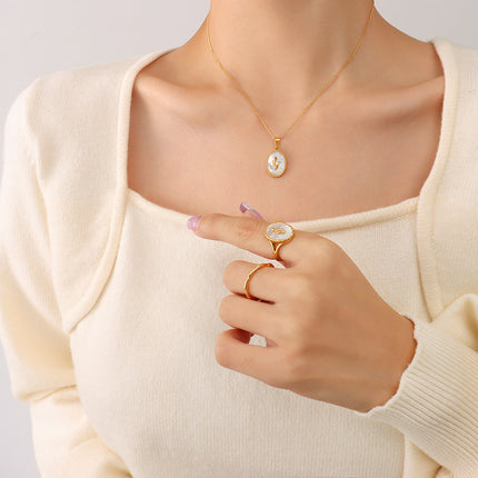 French trend ins cold wind copper material white sea shell open ring niche light luxury temperament hand ornament A316