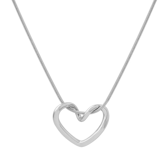 Versatile, trendy, sweetheart, niche, plain circle, love pendant, round snake chain, personalized fashion necklace, girlfriends, titanium steel jewelry