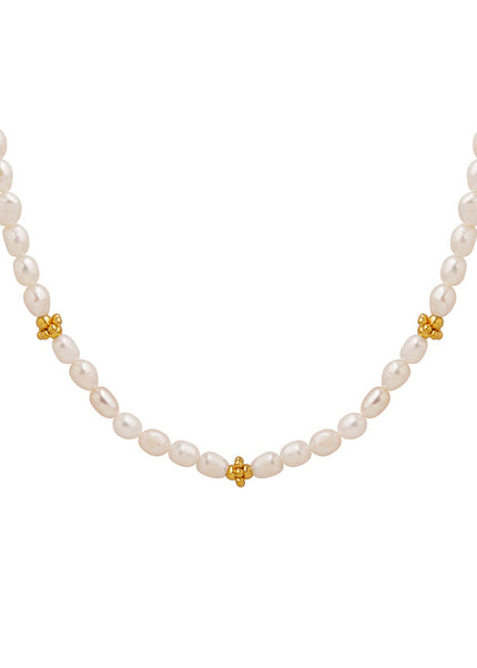 Simple and not faded, ins, fashionable, individual, freshwater, pearl, gold, accessories, necklaces, French trend jewelry