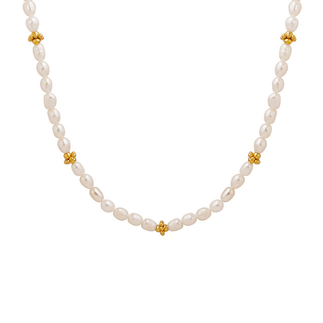 Simple and not faded, ins, fashionable, individual, freshwater, pearl, gold, accessories, necklaces, French trend jewelry