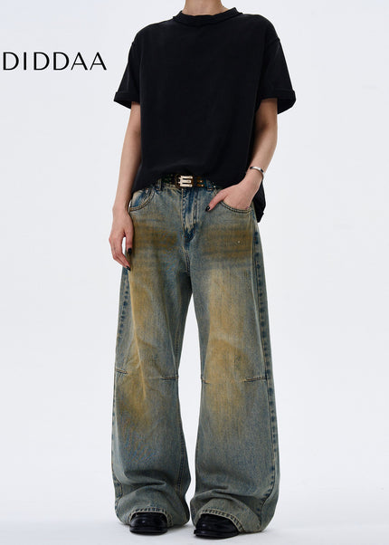 Light Blue Distressed Baggy Straight Jeans for Men and Women - Men’s Jeans