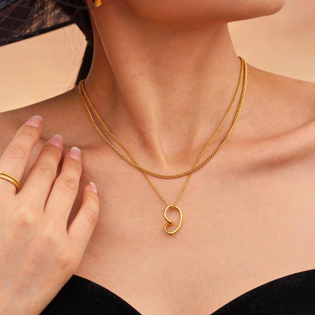 Mystery Li Hollow Irregular Love Necklace Women's Ins Style Simple Stainless Steel 18k Real Gold European and American Cross-border Clavicle Chain