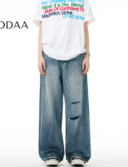 Blue Ripped Loose Fit Jeans for Men and Women - S / Mid Blue - Men’s Jeans
