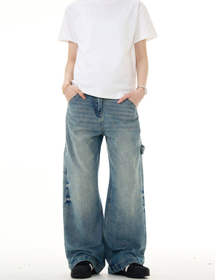 Blue Cleanfit Bootcut Jeans Men’s Loose Wide-Leg Pants - S / Mid Blue - Men’s Jeans
